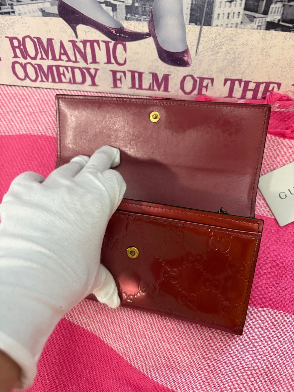 Gucci Burgundy Patent GG Heart Continental Wallet - Picture 10 of 15